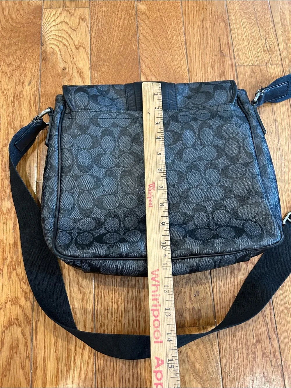 Coach Heritage Signature Messenger Bag Gray Black Flight Map Crossbody F71102